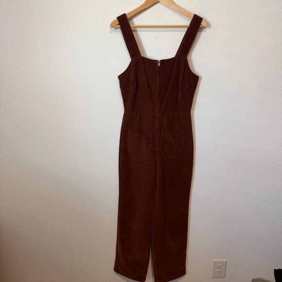 Free People Brown Luna Corduroy Zip-Front Overall Jumpsuit Women's Size 4 - Picture 2 of 6